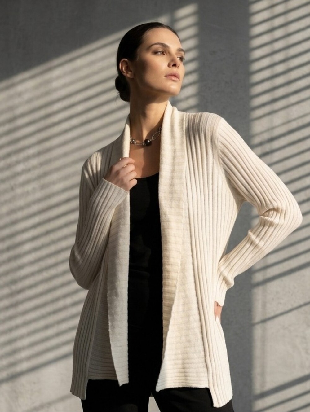 ​Express White 100% Cotton Ribbed Open Front Cardigan Sweater M